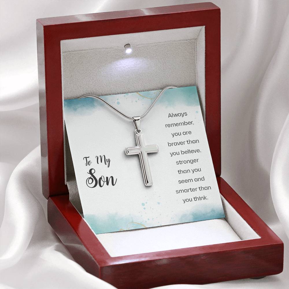 To My Son Necklace - Always Remember - Artisan Cross Necklace