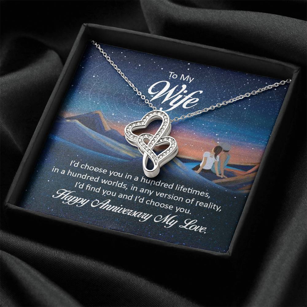 Anniversary Gift for Wife from Husband - Sweet Romantic Jewelry for Valentine’s Day - Heart-to-heart Pendant Necklace