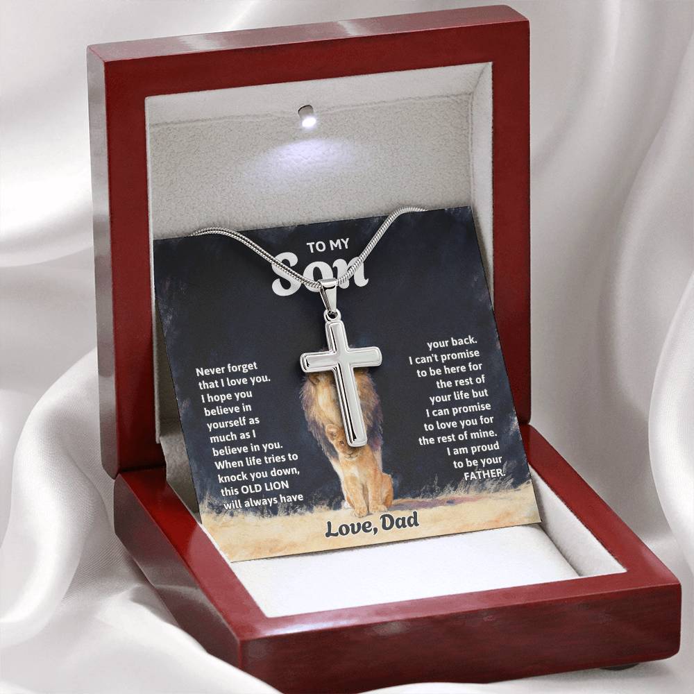 To My Son Necklace - Gift for Son from Dad - Never forget that I love you - Artisan Cross Necklace