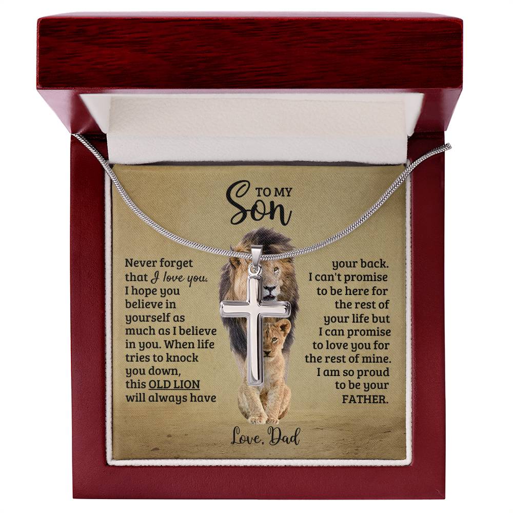 To My Son - Son Present from Dad - I am so proud to be your father - Artisan Cross Necklace