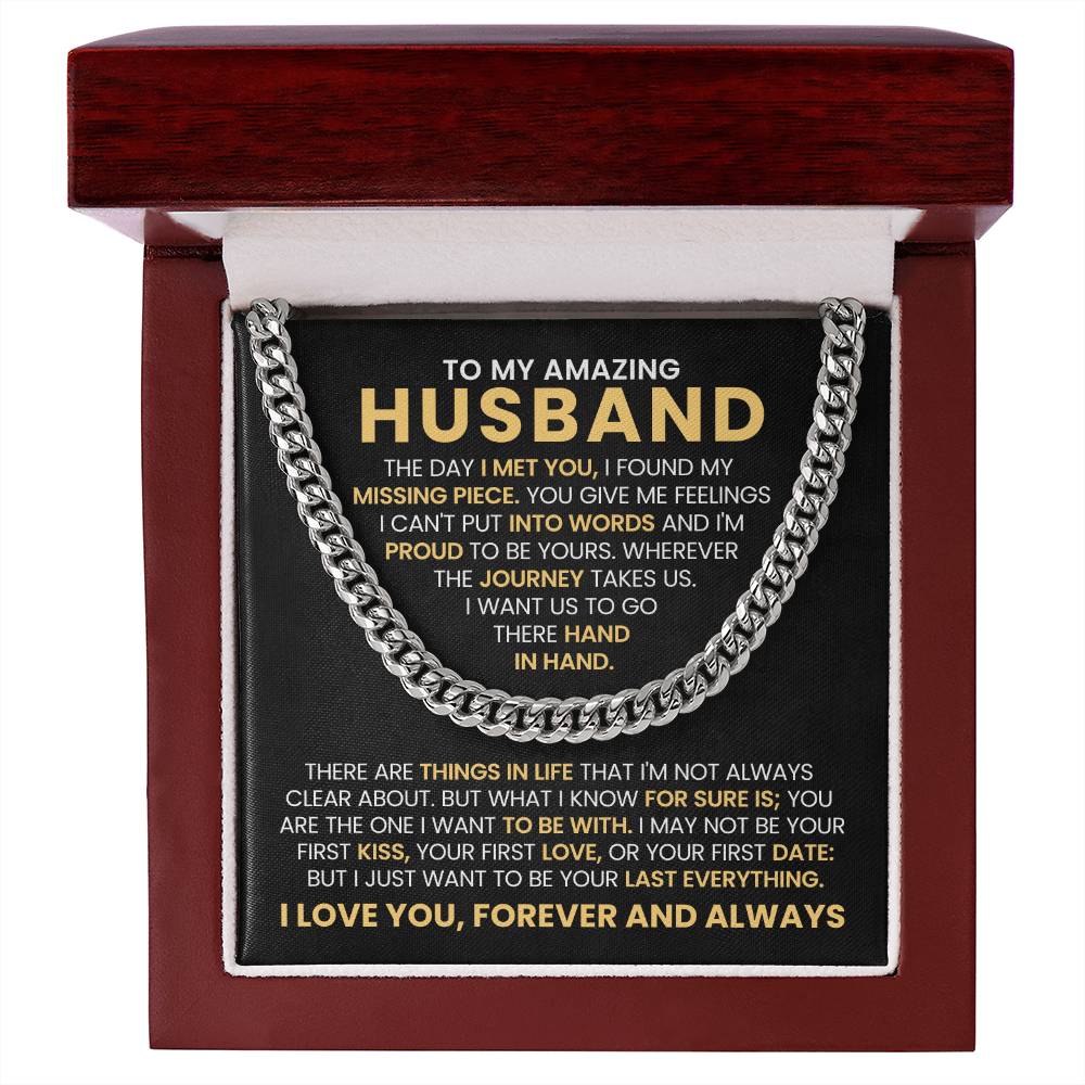 To My Husband Cuban Link Chain – Anniversary & Valentine’s Day Gift from Wife