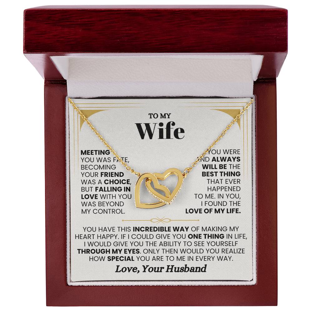 Anniversary & Valentine’s Day Gift for Wife - Emotional Jewelry from Husband - Interlocking Hearts Necklace