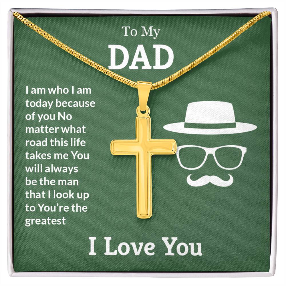 To My Dad Necklace - You're the greatest - Dad Gift from Kids - Artisan Cross Necklace