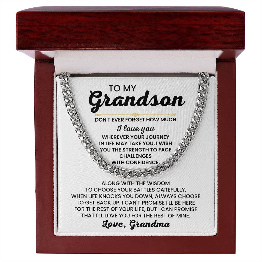 To My Grandson Necklace – Grandson Gift from Grandma – Cuban Link Chain