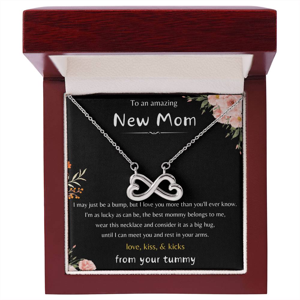 To An Amazing New Mom - Love Kiss & Kicks from Your Tummy- Endless Love Necklace - New Mom Gift