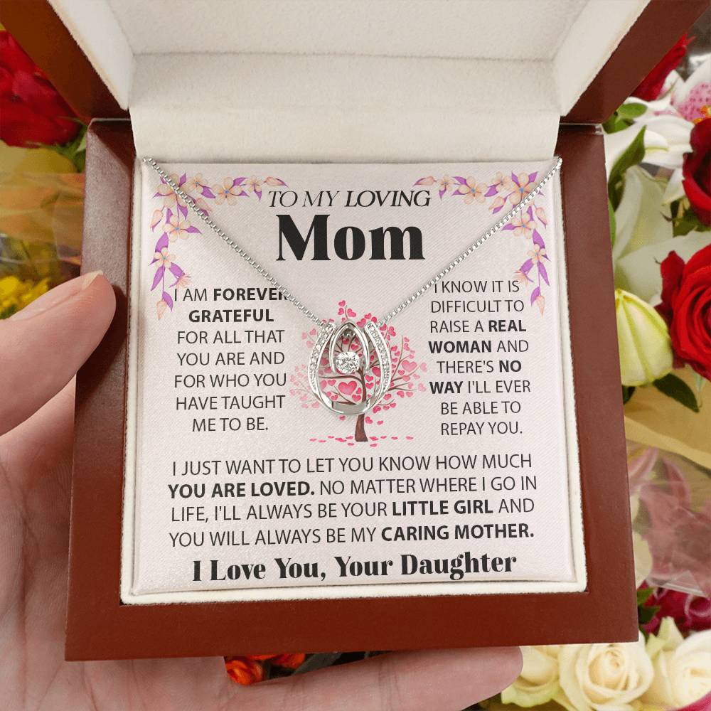 To My Loving Mom Gift from Daughter -  Lucky In Love Necklace - Best for Birthday, Christmas & Mother's Day