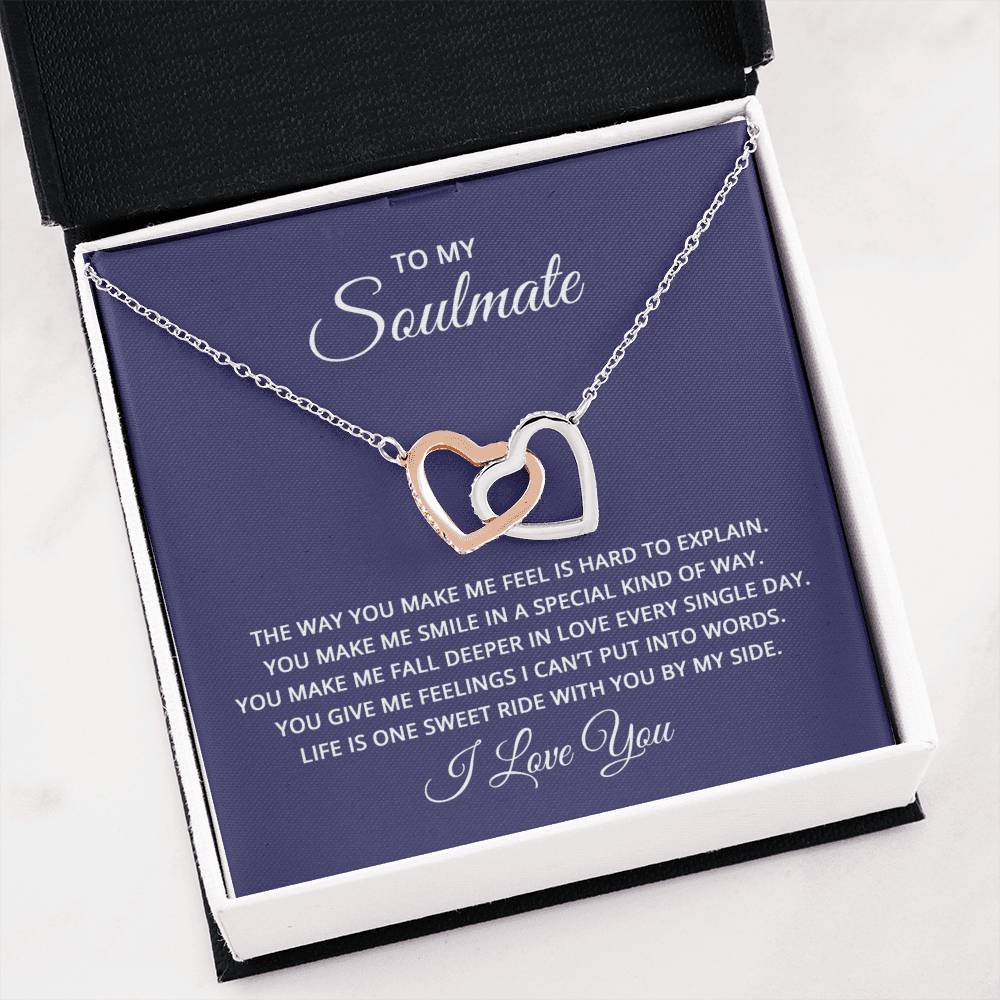 To My Soulmate Necklace - Long Distance Soulmate Gift for Valentine’s Day & Special Days - Interlocking Hearts Necklace