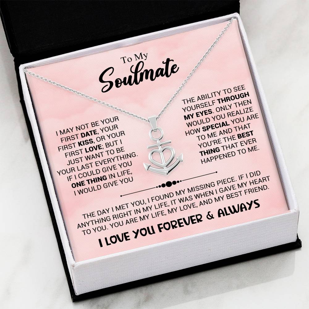 To My Soulmate Necklace - Romantic Jewelry Gift for Her for Christmas & Special Dates - Anchor Pendant Necklace