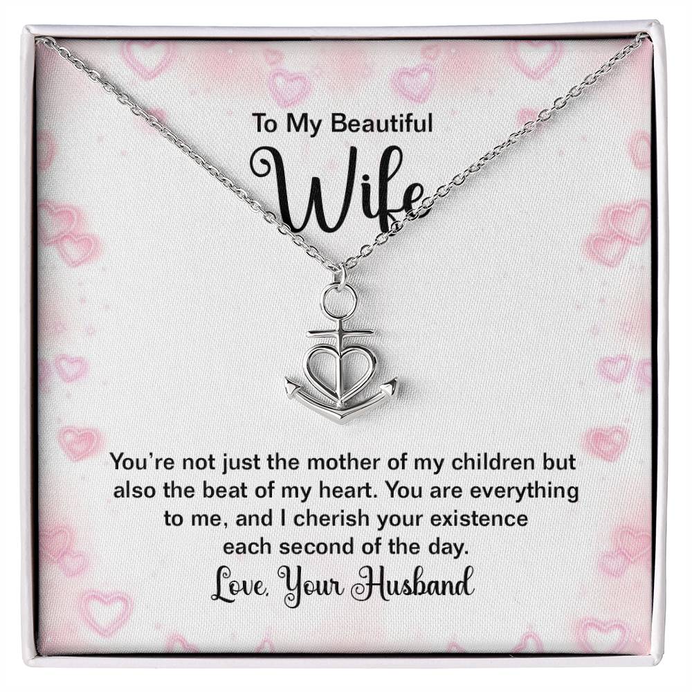 To My Wife Necklace - Meaningful Love Gift for Wife from Husband for Valentine’s Day, Christmas & Anniversaries - Anchor Pendant Necklace