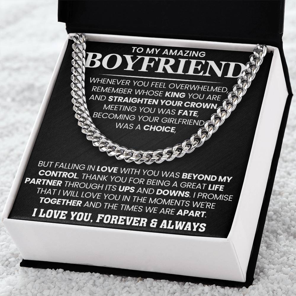 Cuban Link Chain for Boyfriend - Meeting you was fate - Birthday, Anniversary & Christmas Gift for Him