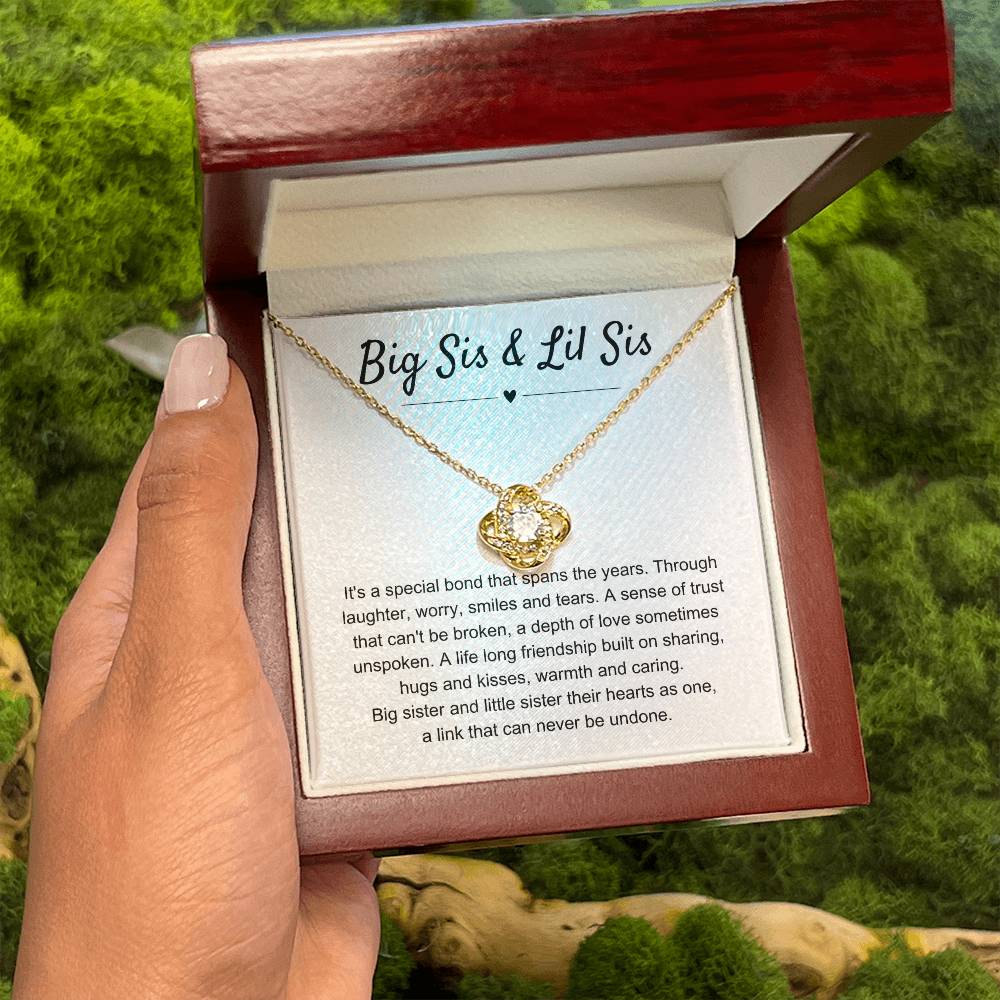 Big Sis & Lil Sis Gift - It's a special bond that spans the years - Gift for Sisters - Love Knot Necklace