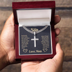 To My Son - Gift for Son from Mom - You are braver than you believe - Artisan Cross with Cuban Link Chain
