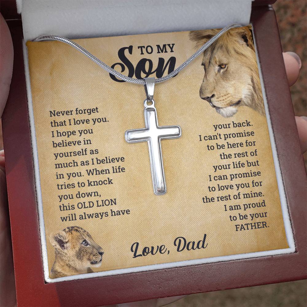 To My Son - Gift for Son from Dad - I can promise to love you for the rest of mine - Artisan Cross Necklace