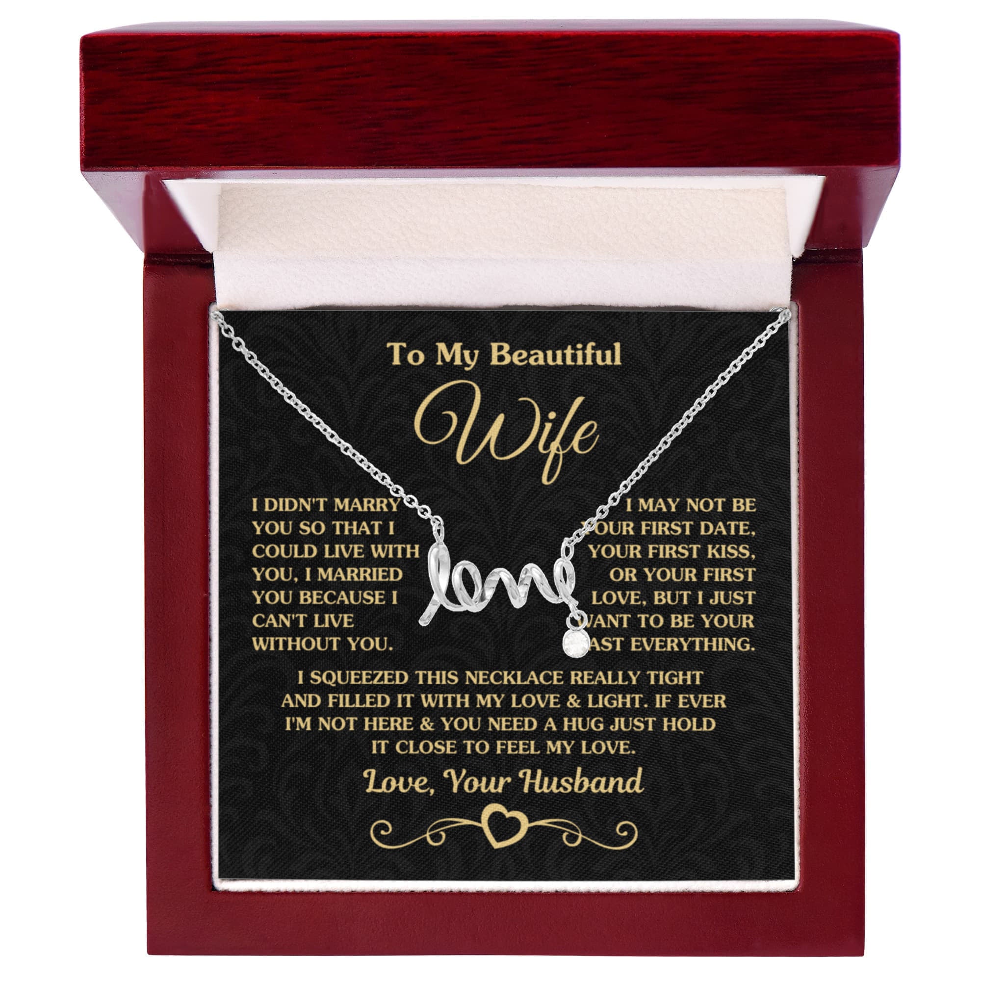To My Wife Necklace from Husband - Sweet Anniversary Jewelry - Scripted Love Necklace