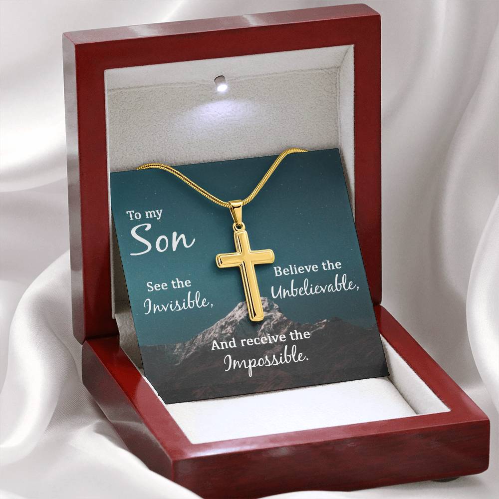 To My Son Necklace - Receive the impossible - Artisan Cross Necklace