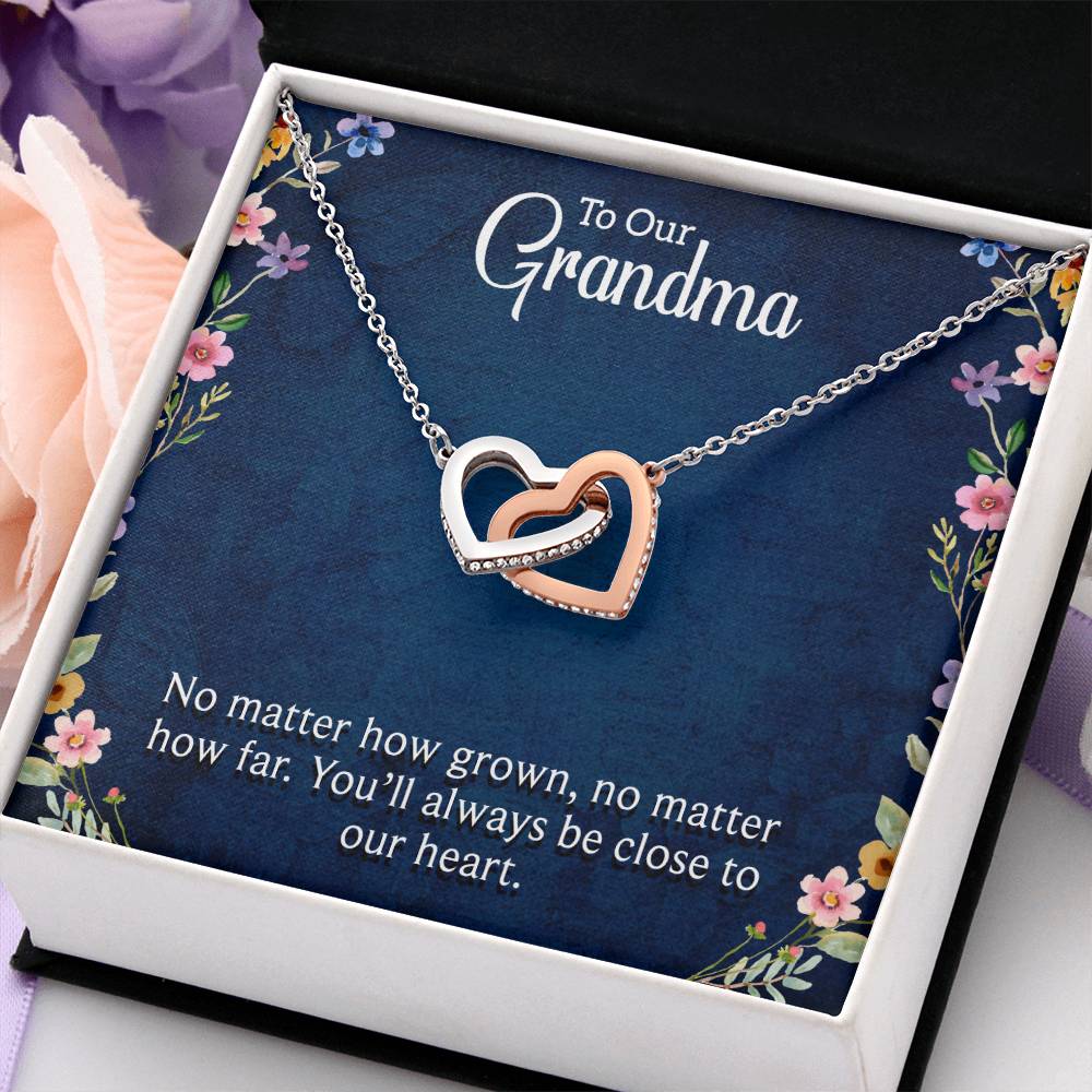 To Our Grandma - You will always be close to our heart - Gift for Grandmother - Interlocking Hearts Necklace