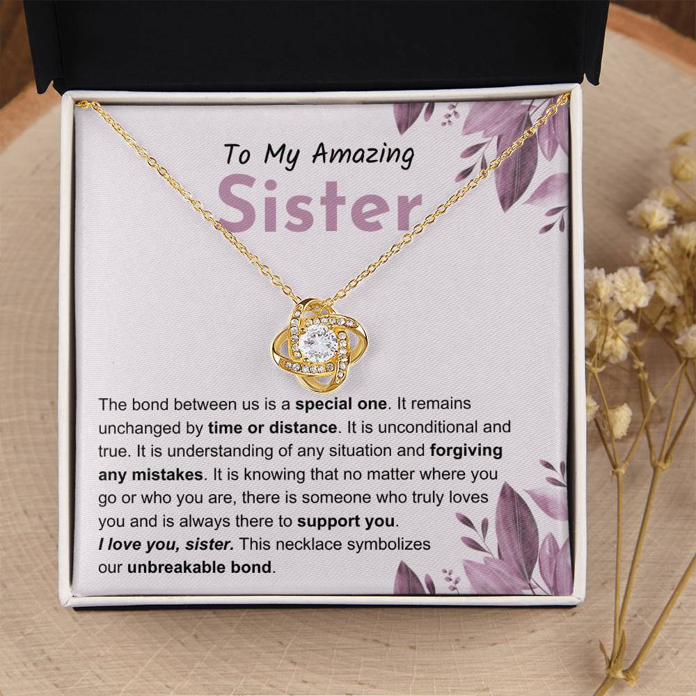Sentimental Gift for Sister - The bond between us is a special one - Love Knot Necklace