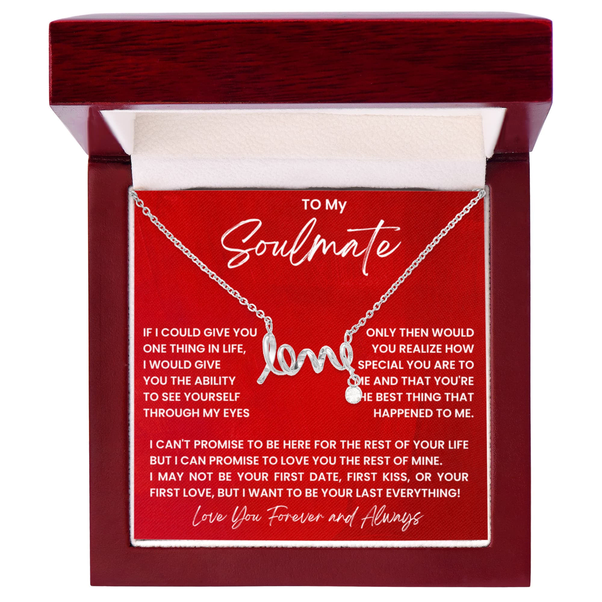 To My Soulmate Necklace - Long Distance Soulmate Gift for Valentine’s Day & Special Days - Scripted Love Necklace