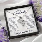 To My Soulmate Necklace - Romantic Soulmate Gift for Her for Christmas & Holiday Gifting - Heart-to-heart Pendant Necklace