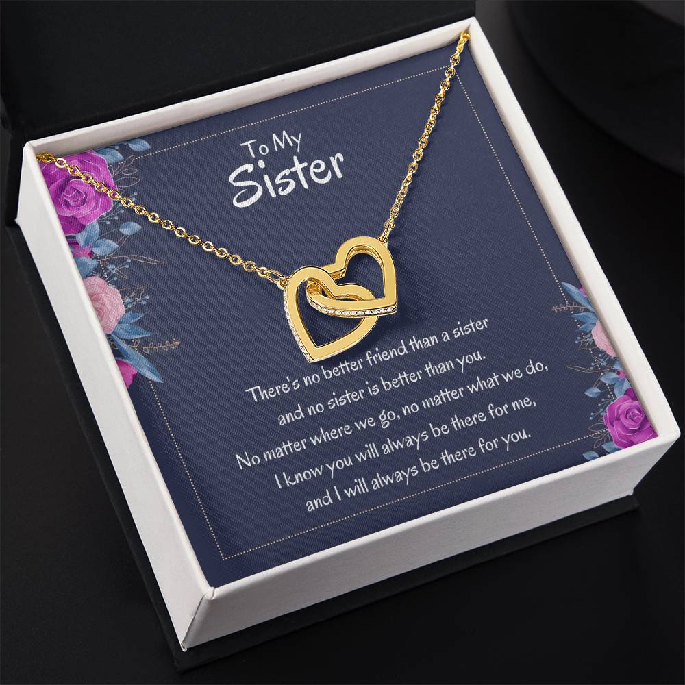 Heartfelt Sister Gift - There's no better friend than a sister - Interlocking Hearts Necklace