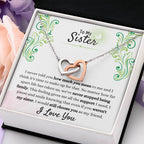 Gift for Sister - We have never stopped being family - Interlocking Hearts Necklace