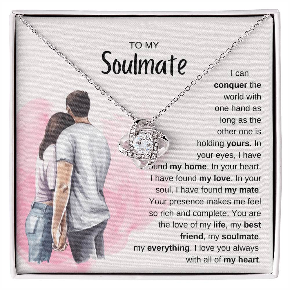To My Soulmate Necklace - Soulmate Jewelry Gift for Valentine’s Day, Birthday & Romantic Celebrations - Love Knot Necklace