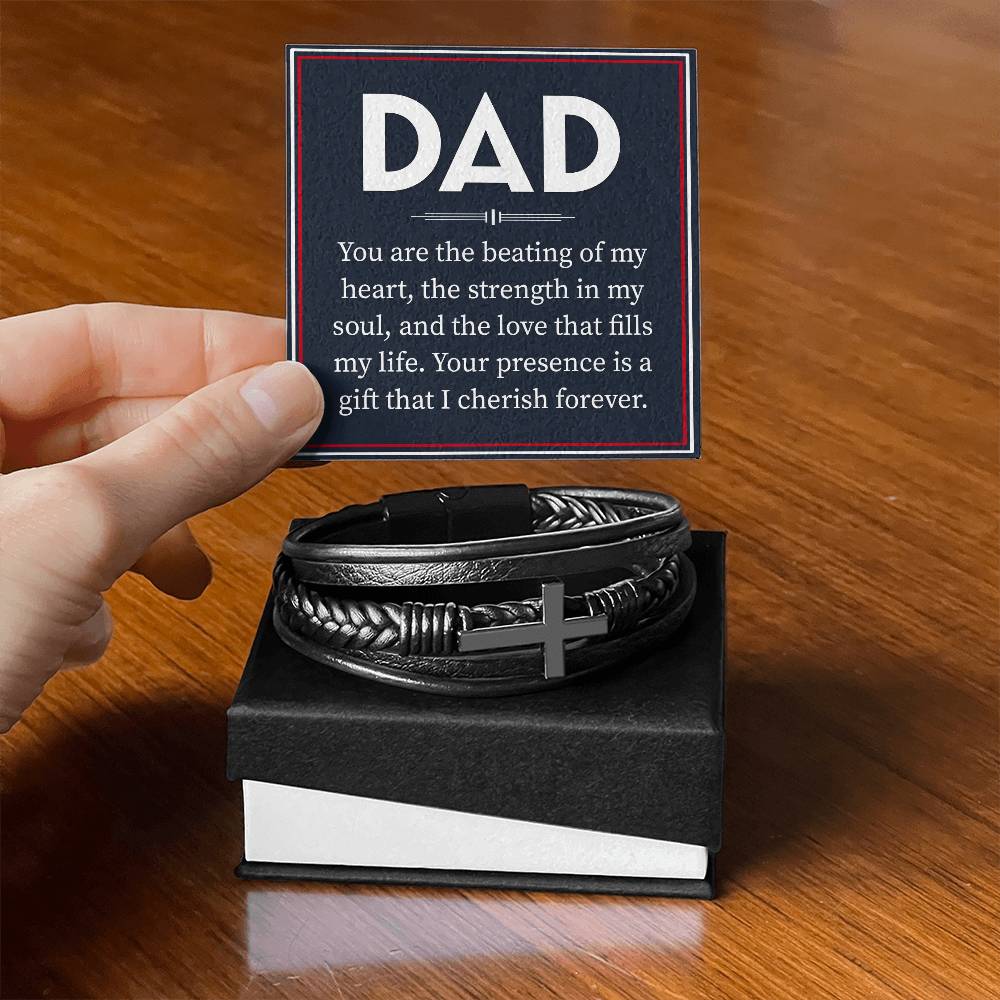 Dad - You are the beating of my heart - Men's Cross Bracelet