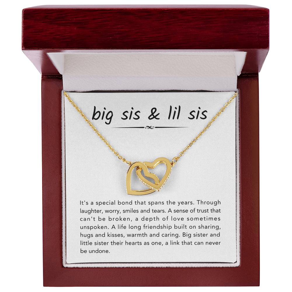 Big Sister & Little Sister Necklace - It's a special bond that spans the years - Gift for Sister - Interlocking Hearts Necklace