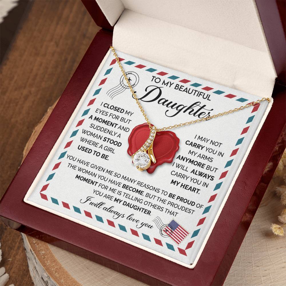To My Daughter Necklace – Daughter Gift for Birthday Graduation Achievements – Alluring Beauty Necklace