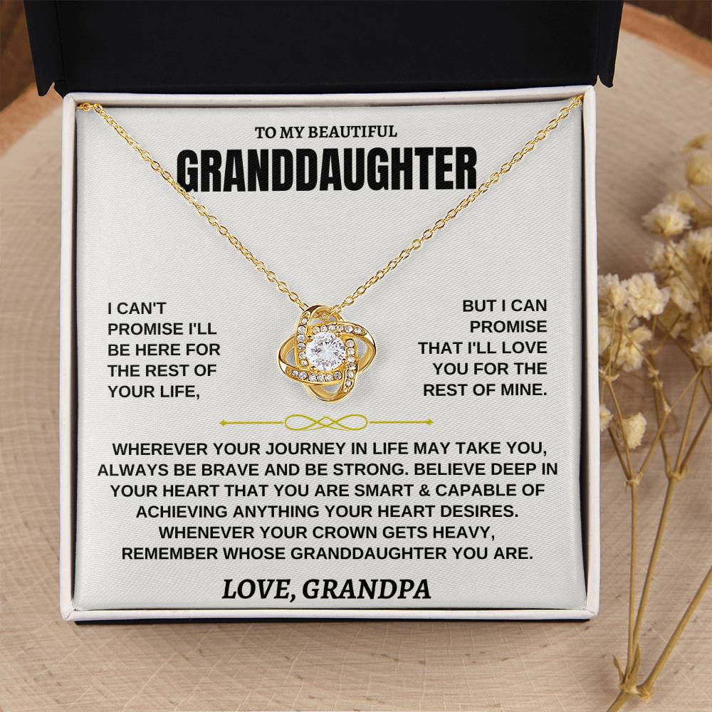 To My Granddaughter Necklace – Valentine’s Day & Graduation Gift for Granddaughter from Grandpa – Love Knot Necklace