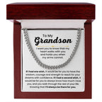 Grandson Necklace Gift for Birthday, Graduation, and Christmas - Cuban Link Chain