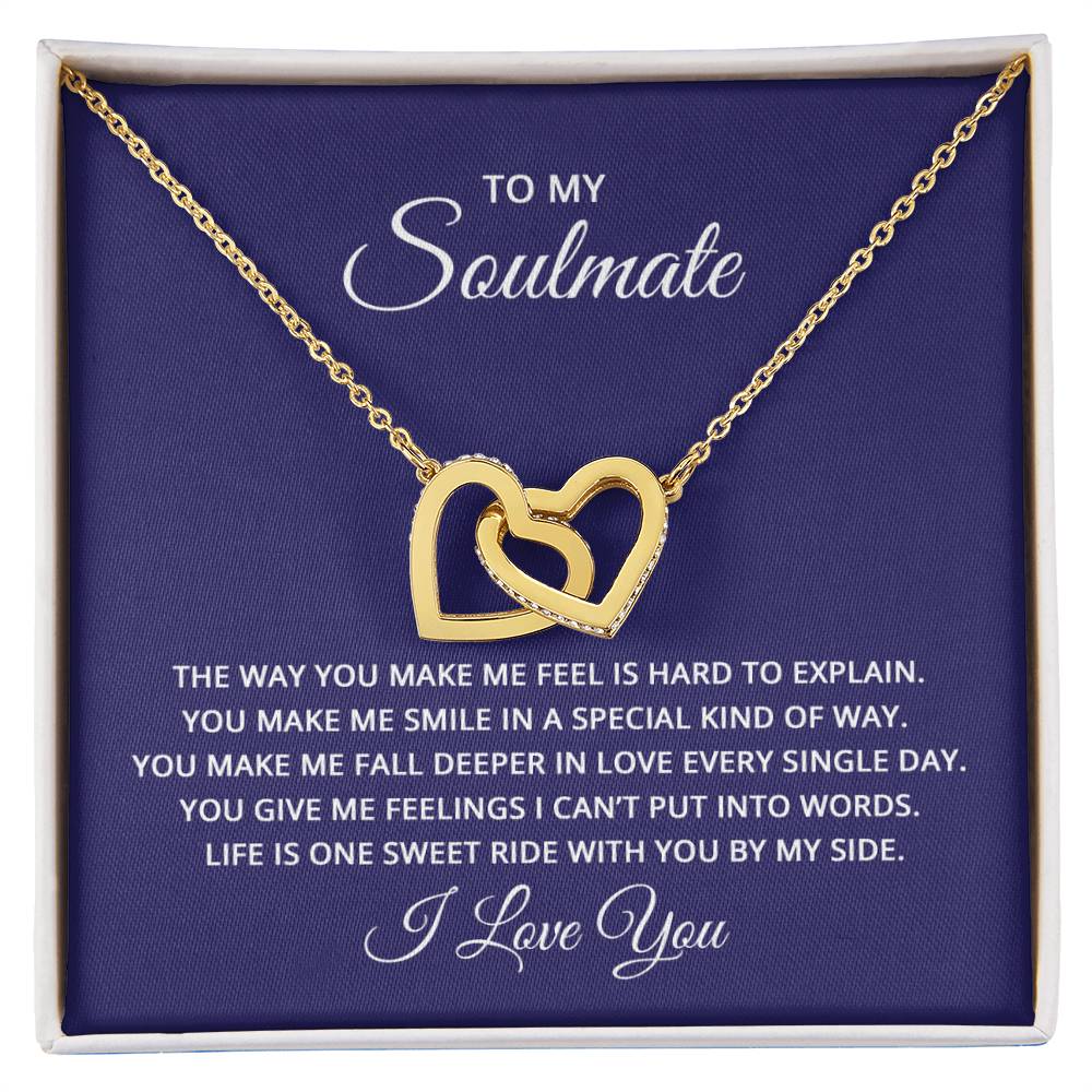 To My Soulmate Necklace - Long Distance Soulmate Gift for Valentine’s Day & Special Days - Interlocking Hearts Necklace