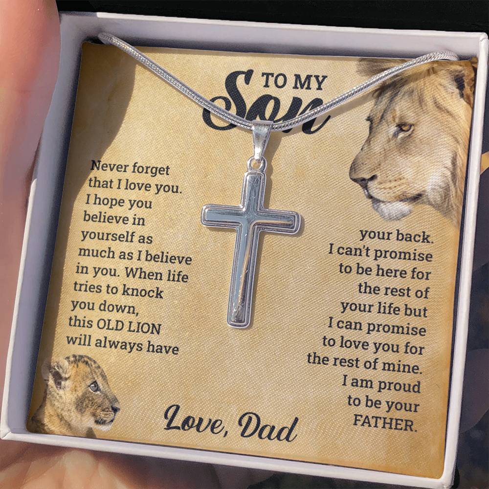 To My Son - Gift for Son from Dad - I can promise to love you for the rest of mine - Artisan Cross Necklace