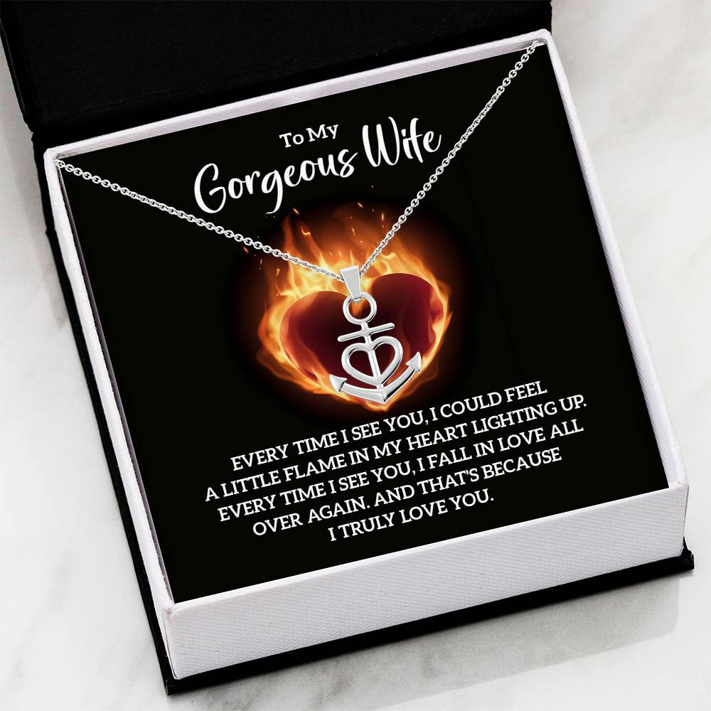 To My Wife Necklace - Thoughtful Love Gift for Wife from Husband for Valentine’s Day, Birthday & Life’s Special Days - Anchor Pendant Necklace