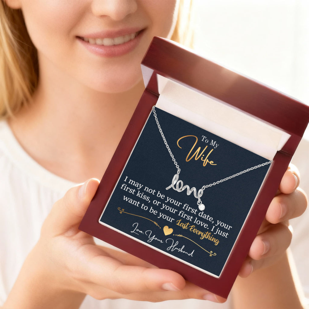 To My Wife Necklace - Emotional Husband-to-Wife Gift for Anniversary, Birthday & Valentine’s Day - Scripted Love Necklace