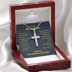 To Our Grandson - Grandson Gift from Grandma and Grandpa - Artisan Cross Necklace
