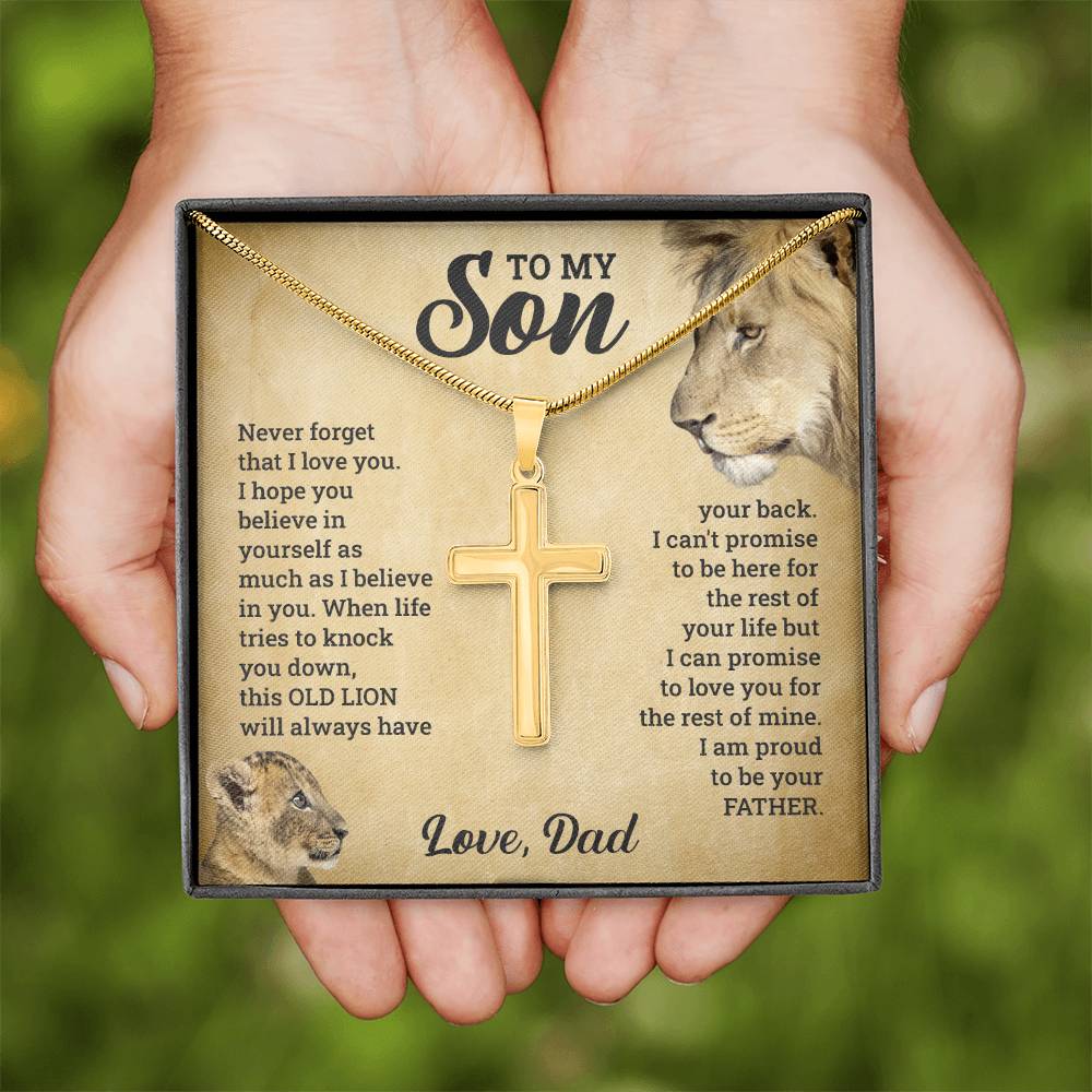To My Son - Gift for Son from Dad - I can promise to love you for the rest of mine - Artisan Cross Necklace