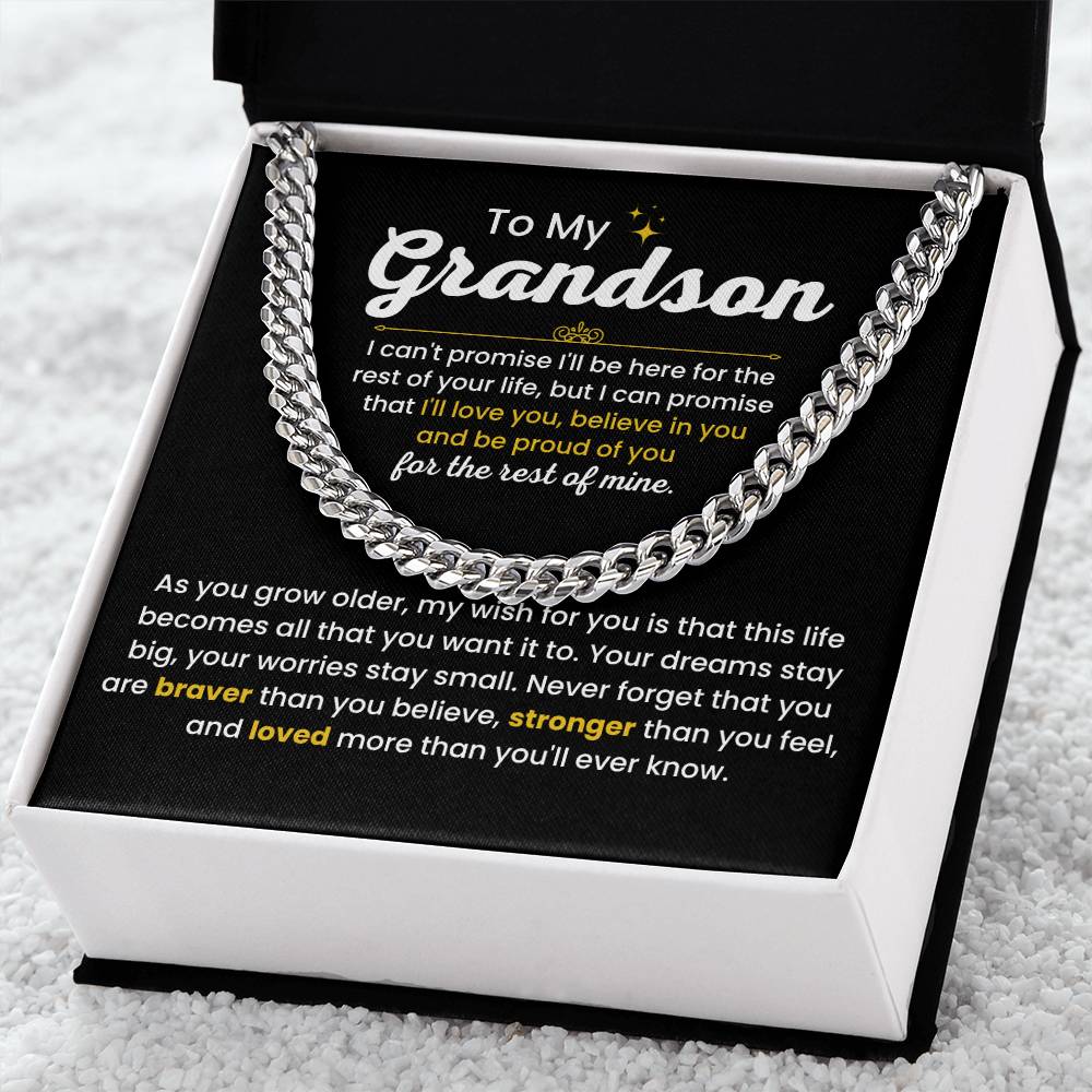 To My Grandson - I Believe in you - Chain Link Chain from Grandparents