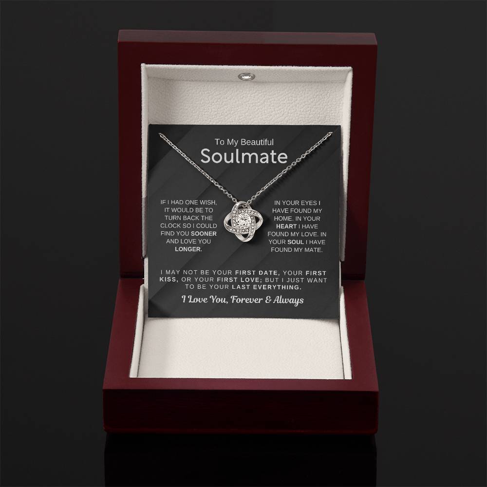 To My Beautiful Soulmate Necklace - Soulmate Jewelry Gift for Her for Birthday & Valentine’s Day - Love Knot Necklace