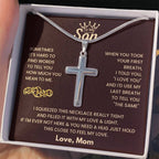 To My Son - Just hold this close to feel my love - Son Gift from Mom - Artisan Cross Necklace