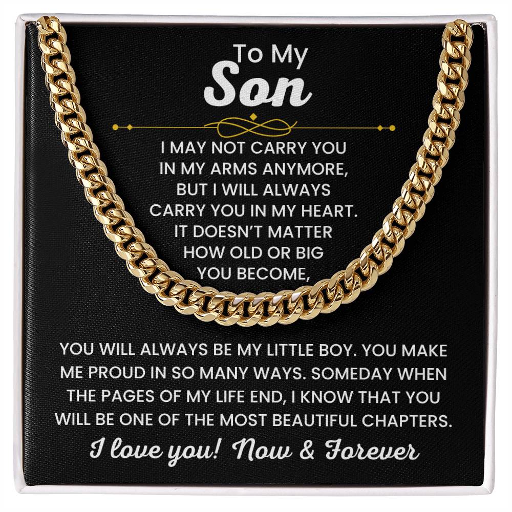 To My Son, Cuban Link Chain Necklace for Son, Birthday Gift, Stylish Teen & Young Men Accessory,