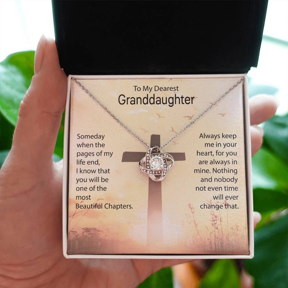 To My Granddaughter Necklace – Granddaughter Birthday & Graduation Jewelry Surprise – Love Knot Necklace
