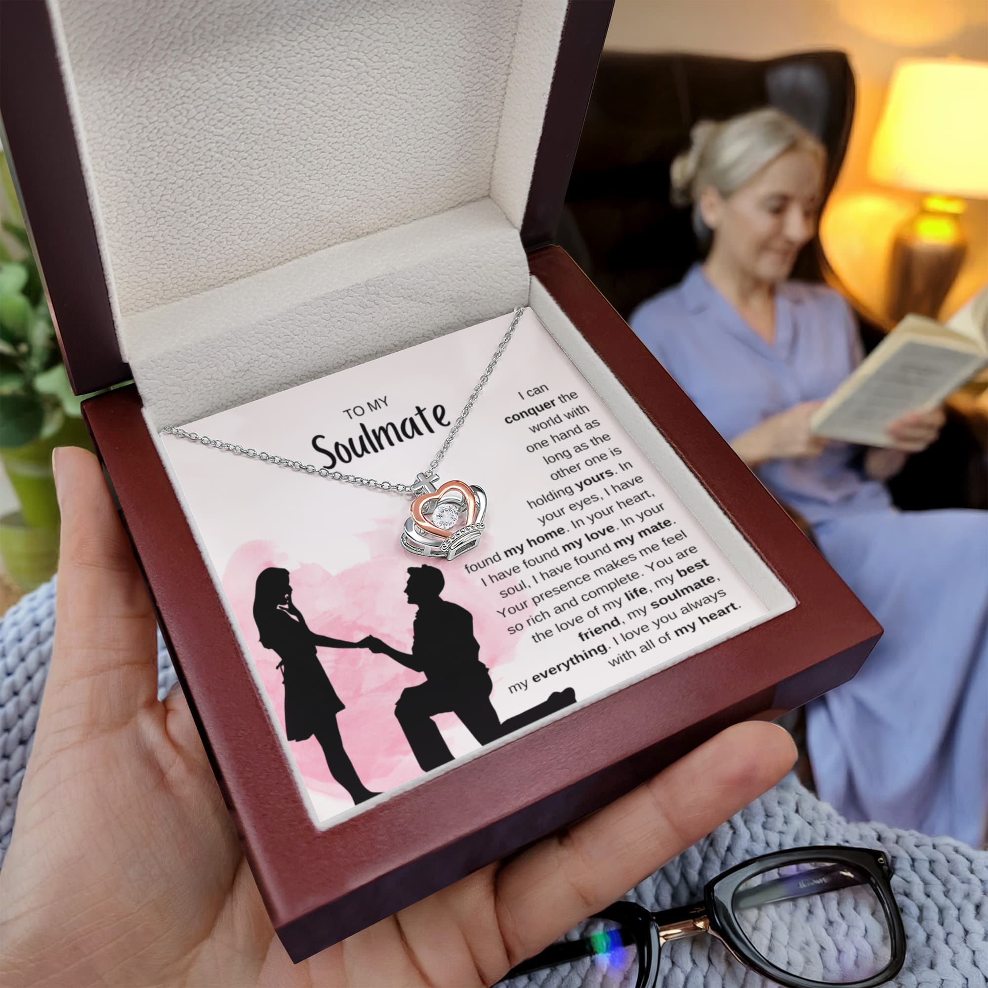 To My Soulmate Necklace - Unique Soulmate Gift for Her for Birthdays & Surprise Moments - Crown Pendant Necklace