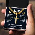 Daddy - I May Just Be A Bump - Artisan Cross with Cuban Link Chain Gift for Dad To Be