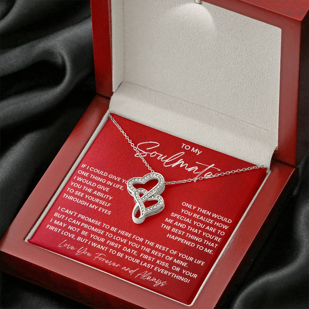 To My Soulmate Necklace - Best Soulmate Gift for Valentine’s Day & Everyday Romance - Heart-to-heart Pendant Necklace