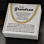 To My Grandson Necklace – Holiday Gift for Grandson Graduation – Cuban Link Chain