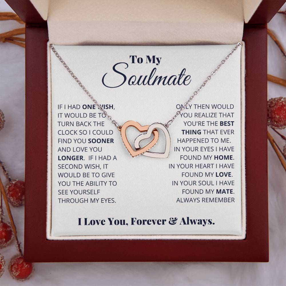 To My Soulmate Necklace - Best Gift for Soulmate for Valentine’s Day & Beyond - Interlocking Hearts Necklace