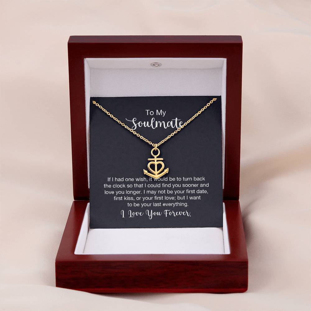 To My Soulmate Necklace - Soulmate Jewelry for Valentine’s Day & Gifts for Her - Anchor Pendant Necklace