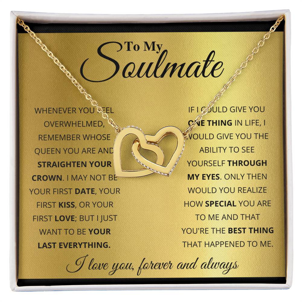 To My Soulmate Necklace - Soulmate Gift for Her for Valentine’s Day & Every Day Love - Interlocking Hearts Necklace