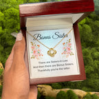 Gift for Bonus Sister - Thankfully You're the Latter - Love Knot Necklace